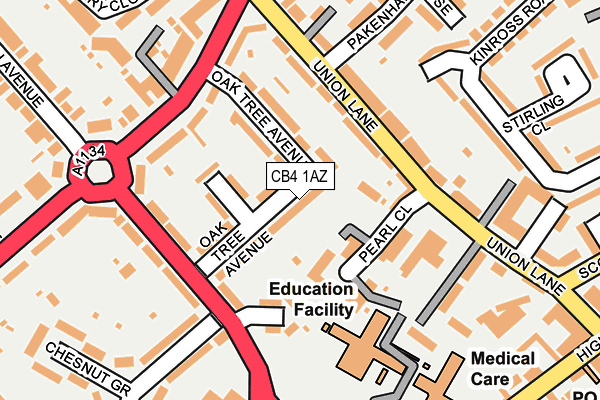 CB4 1AZ map - OS OpenMap – Local (Ordnance Survey)