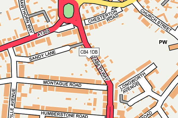 CB4 1DB map - OS OpenMap – Local (Ordnance Survey)