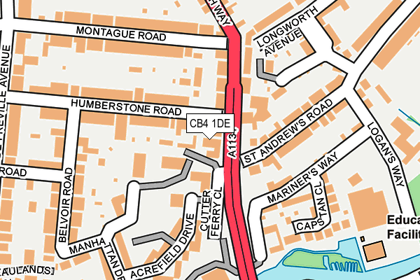 CB4 1DE map - OS OpenMap – Local (Ordnance Survey)