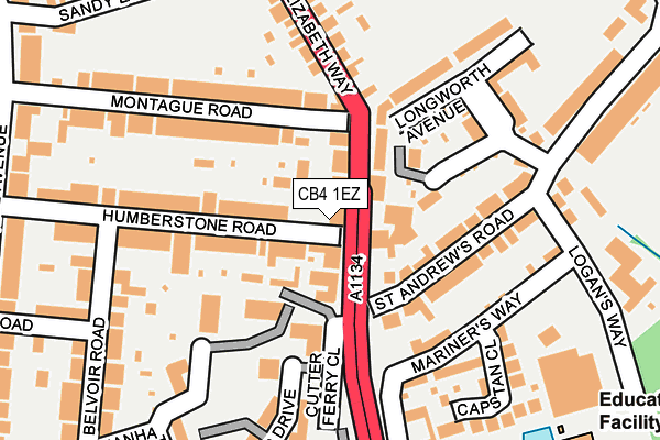 CB4 1EZ map - OS OpenMap – Local (Ordnance Survey)