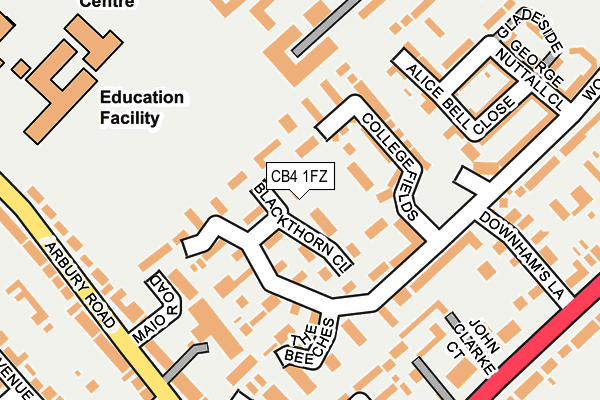 CB4 1FZ map - OS OpenMap – Local (Ordnance Survey)