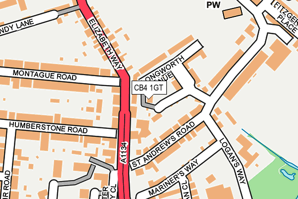 CB4 1GT map - OS OpenMap – Local (Ordnance Survey)