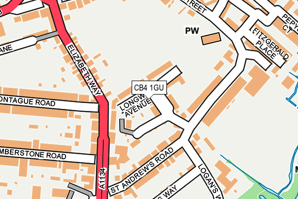 CB4 1GU map - OS OpenMap – Local (Ordnance Survey)