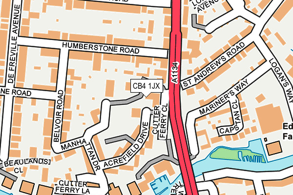 CB4 1JX map - OS OpenMap – Local (Ordnance Survey)
