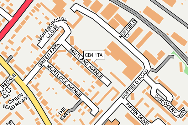CB4 1TA map - OS OpenMap – Local (Ordnance Survey)
