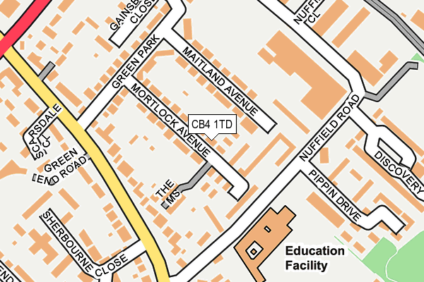 CB4 1TD map - OS OpenMap – Local (Ordnance Survey)