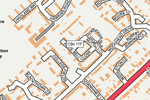 CB4 1YF map - OS OpenMap – Local (Ordnance Survey)