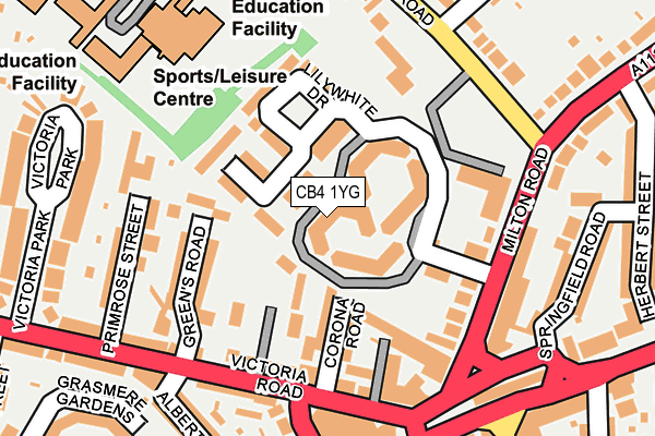 CB4 1YG map - OS OpenMap – Local (Ordnance Survey)