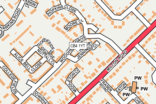 CB4 1YT map - OS OpenMap – Local (Ordnance Survey)