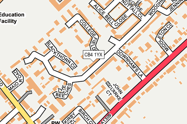 CB4 1YX map - OS OpenMap – Local (Ordnance Survey)