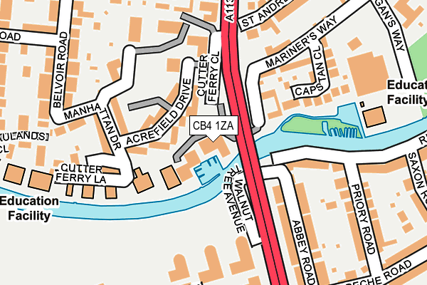 CB4 1ZA map - OS OpenMap – Local (Ordnance Survey)