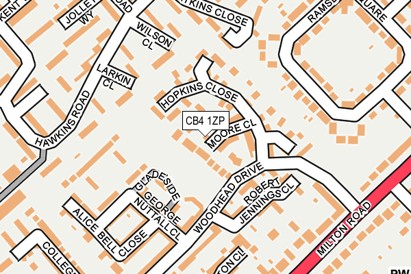 CB4 1ZP map - OS OpenMap – Local (Ordnance Survey)