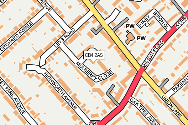 CB4 2AS map - OS OpenMap – Local (Ordnance Survey)