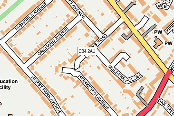 CB4 2AU map - OS OpenMap – Local (Ordnance Survey)