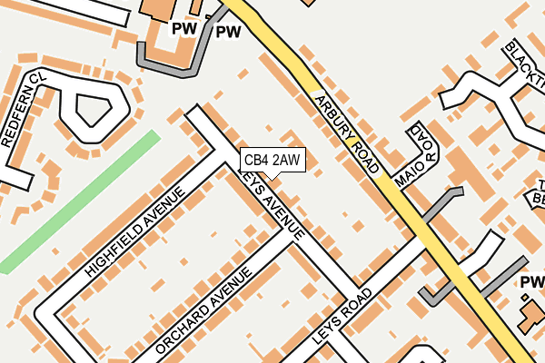 CB4 2AW map - OS OpenMap – Local (Ordnance Survey)