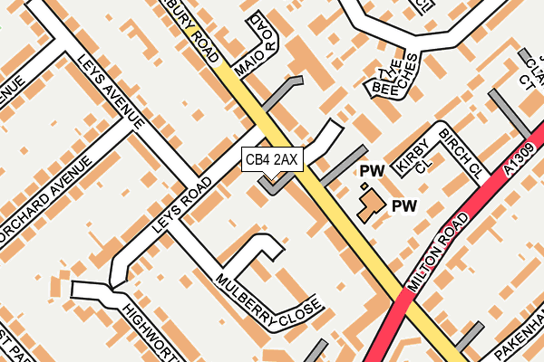 CB4 2AX map - OS OpenMap – Local (Ordnance Survey)