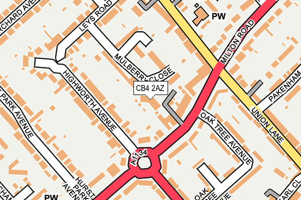 CB4 2AZ map - OS OpenMap – Local (Ordnance Survey)