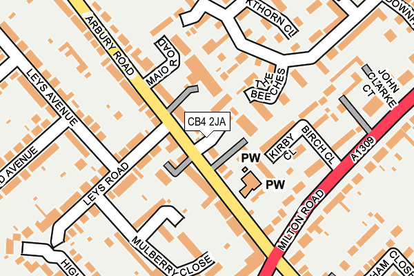 CB4 2JA map - OS OpenMap – Local (Ordnance Survey)