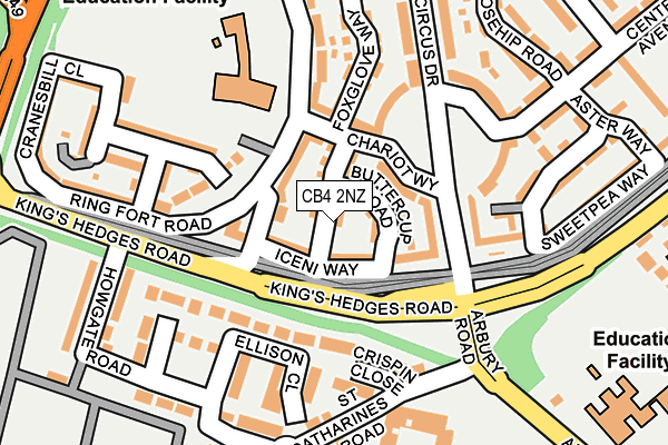 CB4 2NZ map - OS OpenMap – Local (Ordnance Survey)