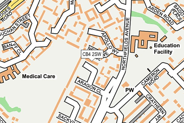 CB4 2SW map - OS OpenMap – Local (Ordnance Survey)