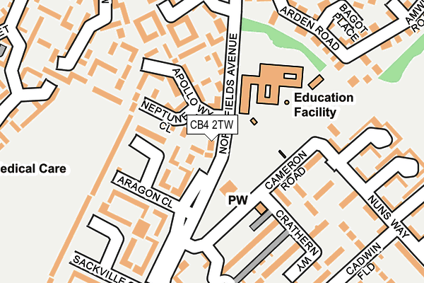 CB4 2TW map - OS OpenMap – Local (Ordnance Survey)