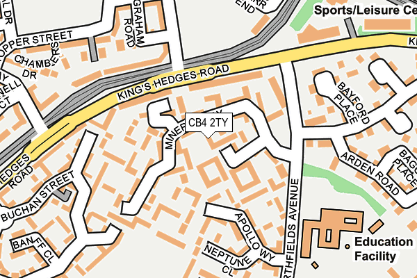 CB4 2TY map - OS OpenMap – Local (Ordnance Survey)