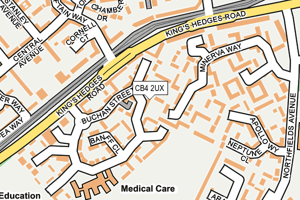 CB4 2UX map - OS OpenMap – Local (Ordnance Survey)