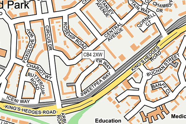 CB4 2XW map - OS OpenMap – Local (Ordnance Survey)