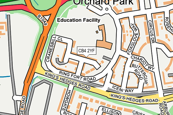 CB4 2YF map - OS OpenMap – Local (Ordnance Survey)