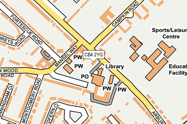 CB4 2YG map - OS OpenMap – Local (Ordnance Survey)