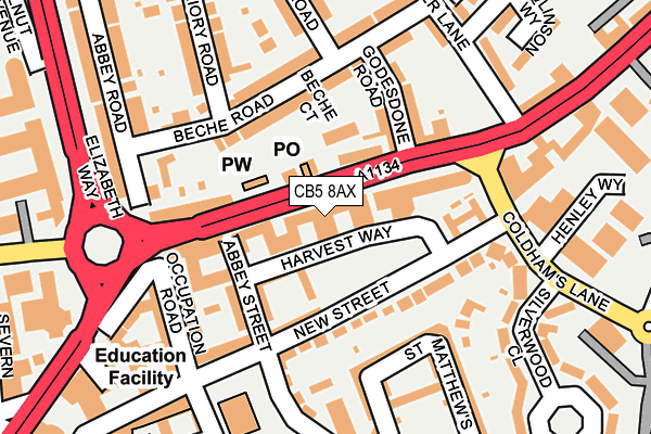 CB5 8AX map - OS OpenMap – Local (Ordnance Survey)