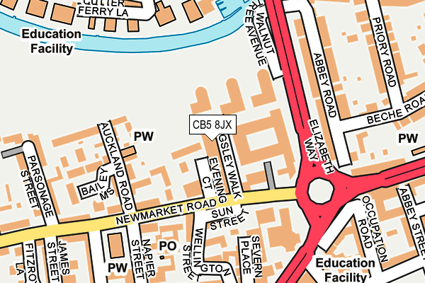 CB5 8JX map - OS OpenMap – Local (Ordnance Survey)