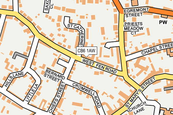 CB6 1AW map - OS OpenMap – Local (Ordnance Survey)