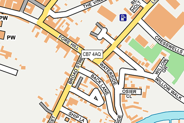 CB7 4AQ map - OS OpenMap – Local (Ordnance Survey)