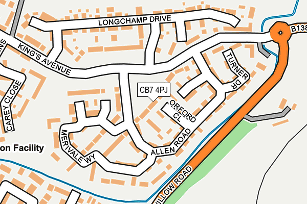 CB7 4PJ map - OS OpenMap – Local (Ordnance Survey)
