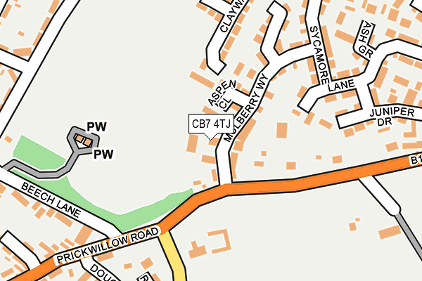 CB7 4TJ map - OS OpenMap – Local (Ordnance Survey)