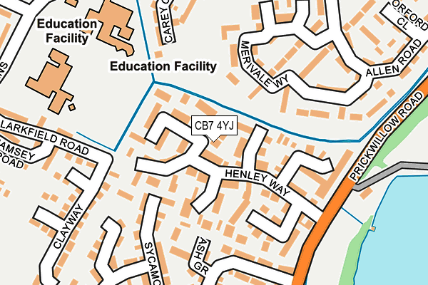 CB7 4YJ map - OS OpenMap – Local (Ordnance Survey)