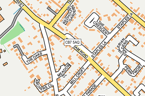 CB7 5AQ map - OS OpenMap – Local (Ordnance Survey)