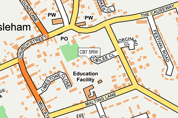 CB7 5RW map - OS OpenMap – Local (Ordnance Survey)