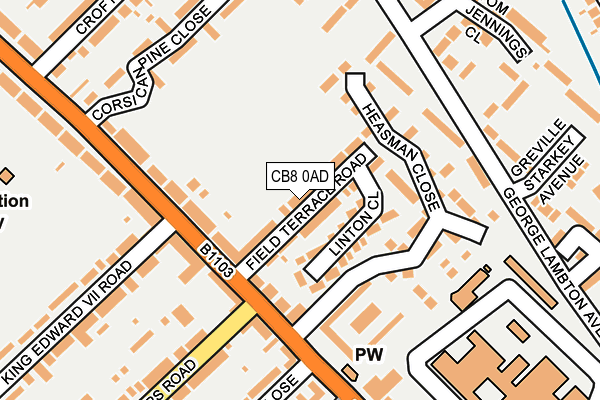 CB8 0AD map - OS OpenMap – Local (Ordnance Survey)