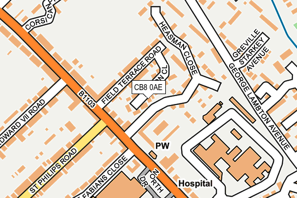 CB8 0AE map - OS OpenMap – Local (Ordnance Survey)