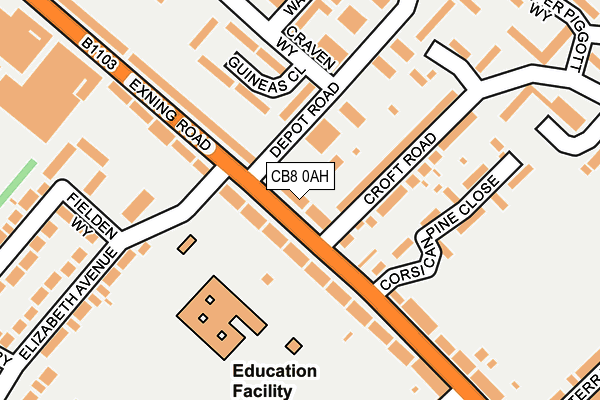 CB8 0AH map - OS OpenMap – Local (Ordnance Survey)