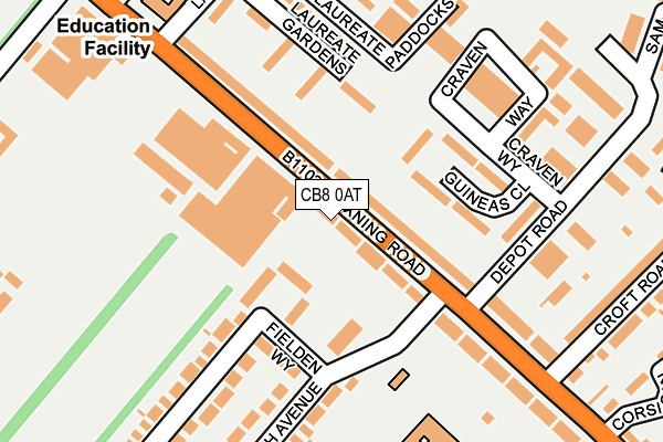 CB8 0AT map - OS OpenMap – Local (Ordnance Survey)