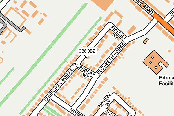 CB8 0BZ map - OS OpenMap – Local (Ordnance Survey)