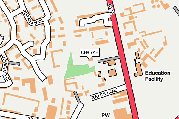 CB8 7AF map - OS OpenMap – Local (Ordnance Survey)