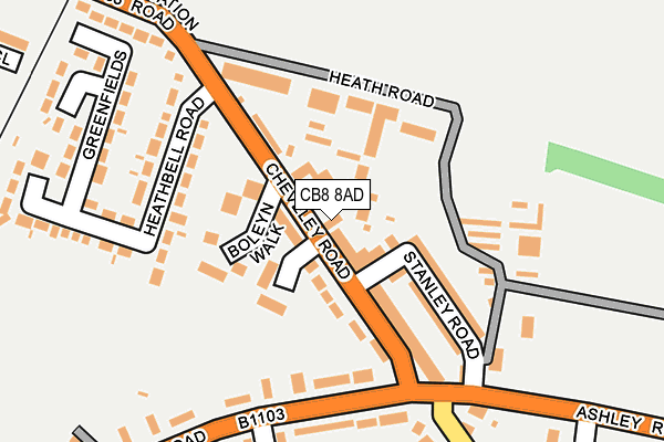 CB8 8AD map - OS OpenMap – Local (Ordnance Survey)
