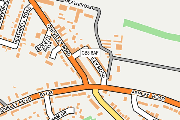 CB8 8AF map - OS OpenMap – Local (Ordnance Survey)