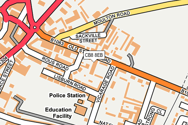 CB8 8EB map - OS OpenMap – Local (Ordnance Survey)