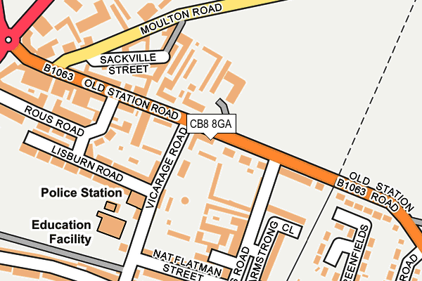 CB8 8GA map - OS OpenMap – Local (Ordnance Survey)