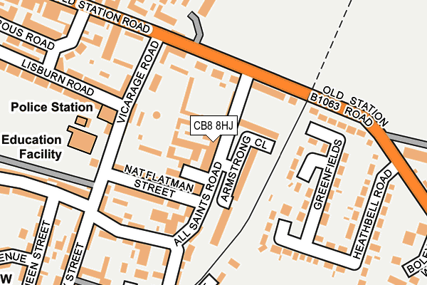 CB8 8HJ map - OS OpenMap – Local (Ordnance Survey)